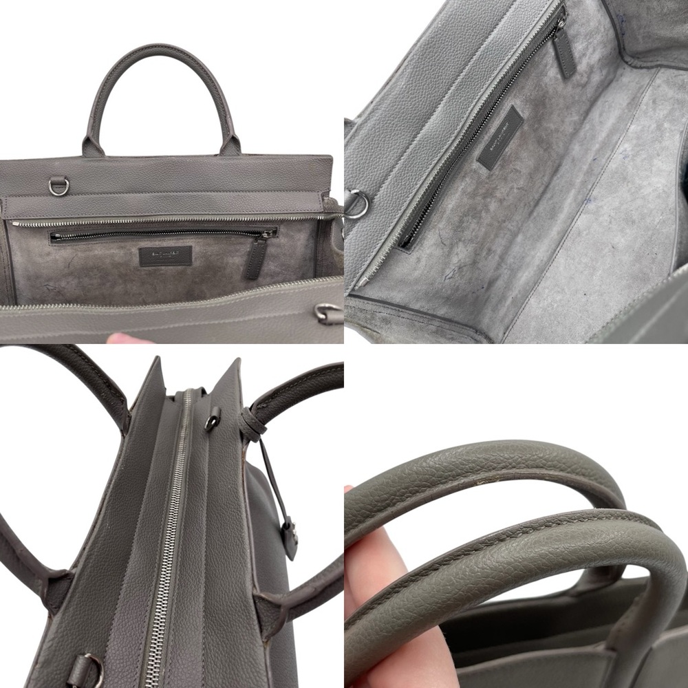Saint Laurent Small Cabas Rive Gauche Grey Leather Tote Crossbody Bag - Picture 13 of 15